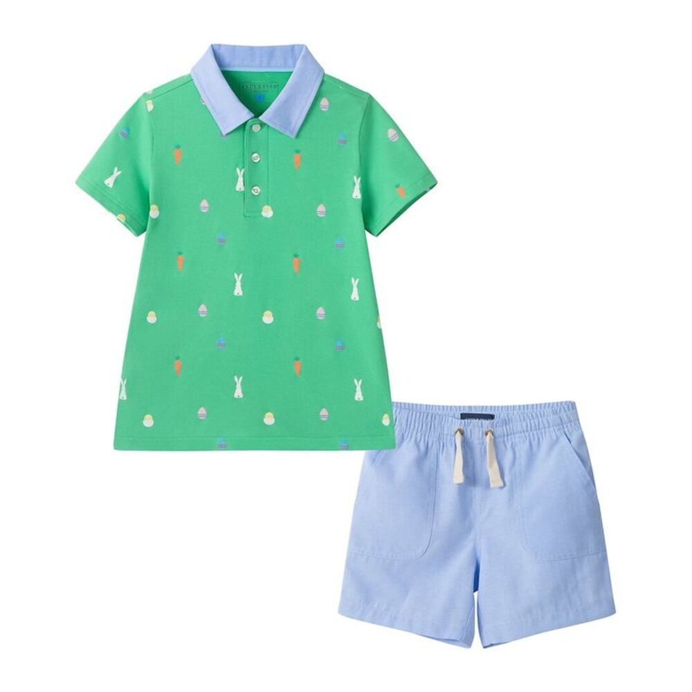 Andy & Evan Boys  Pique Polo And Shorts Set, Green